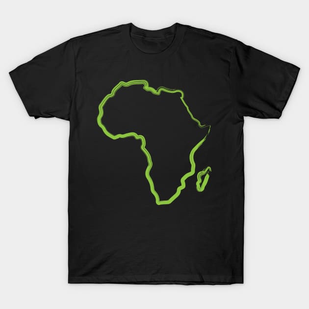 Map of Africa Simple Lime Color Line Art Design Gift Idea T-Shirt by c1337s